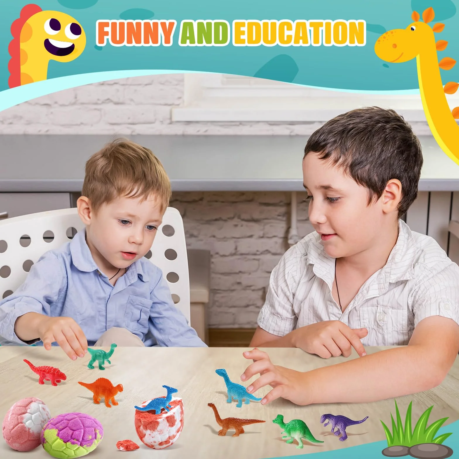 Qivatex Bombas de baño para niños con juguetes de dinosaurio en el interior, paquete de 9 bombas de baño de dinosaurio orgánico, juego de regalo de baño de burbujas