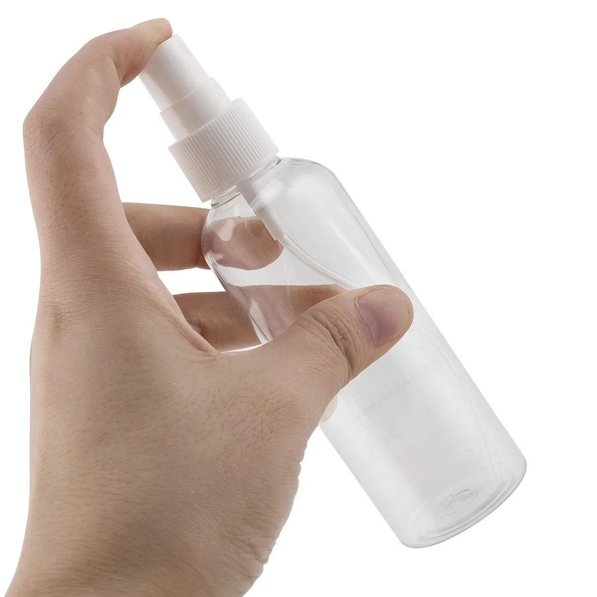 LEXININ 30 botellas de spray de plástico transparente de 100 ml, botellas de spray transparentes con tapas, pequeña botella de spray vacía para limpieza, viajes