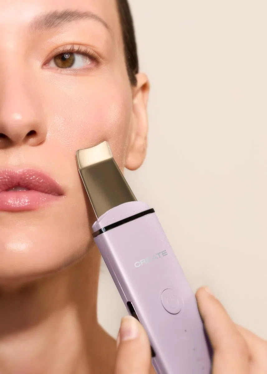CREATE/SONIC PURE SKIN 4 in 1 / Limpiador facial ultrasónico 4 en 1 lavanda/Tecnología EMS, 4 tecnologías, 4 limpiezas, efecto lifting, cabezal de acero inoxidable de grado médico, 1,5W