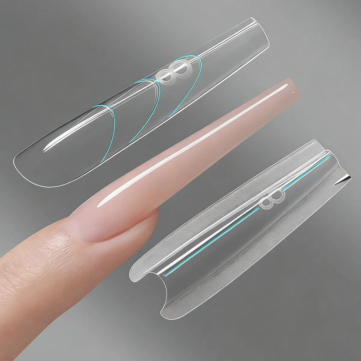 Juego de 240 uñas de doble punta, formas de sándwich para uñas postizas, juego de extensiones de uñas de gel para extensiones de uñas francesas, arte de uñas DIY (forma trapezoidal disponible)