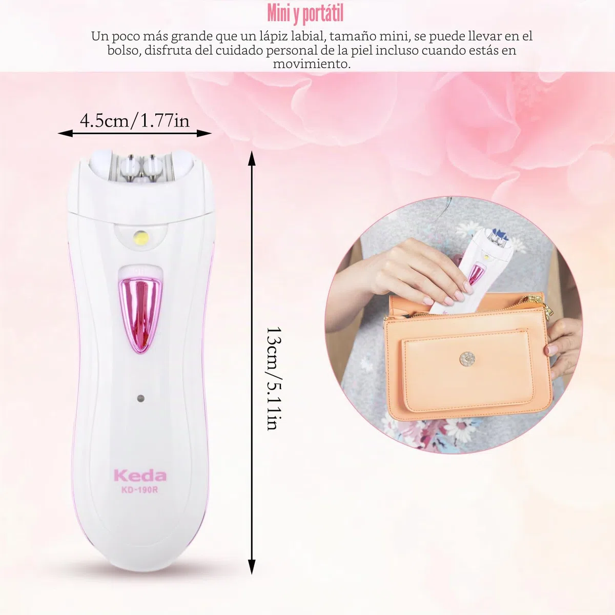 Depiladora, Depiladora Facial Para Mujer Depiladora Para Mujer Cara Depiladora Inalámbrica Para Vello Facial Con Luz LED Portátil Recargable Depiladora De Vello Facial Para Cara Bikini (USB charging)