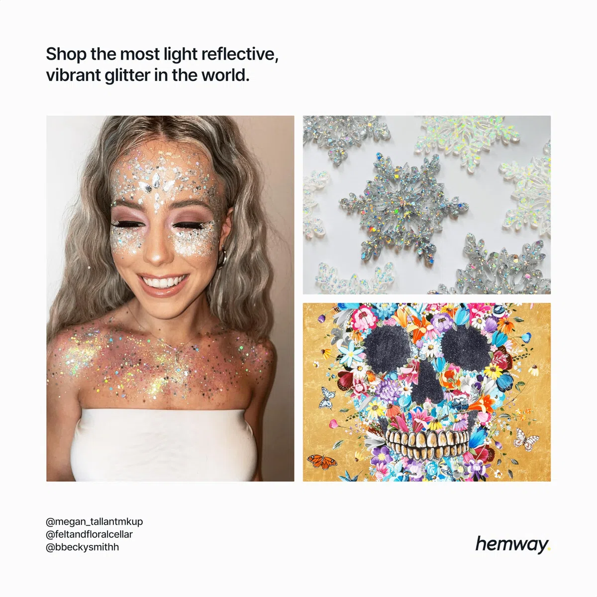 Hemway Eco Friendly Biodegradable Glitter 100g / 3.5oz Cosmético Bio Safe Chispa Vegana para la cara, Sombra de ojos, Craft - 1/40" 0.025" 0.6mm - Plata holográfica