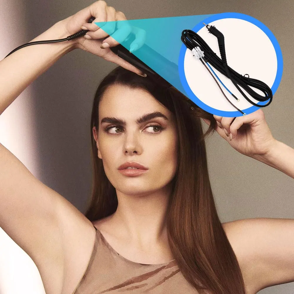 Anakel Home Repuesto Cable de Alimentación Compatible con Plancha de Pelo GHD MK4 | Cable Giratorio 360º con Enchufe Europeo | Cable de Sustitución Negro 1,50 m