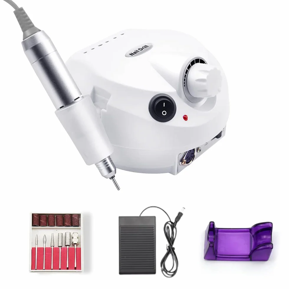 Retoo Torno para uñas profesional Électrica para Manicura y Pedicura para uñas de gel 30000 rpm lima de uñas Velocidad Ajustable Fresa de uñas fresadora para uñas acrílicas manicura DIY blanco