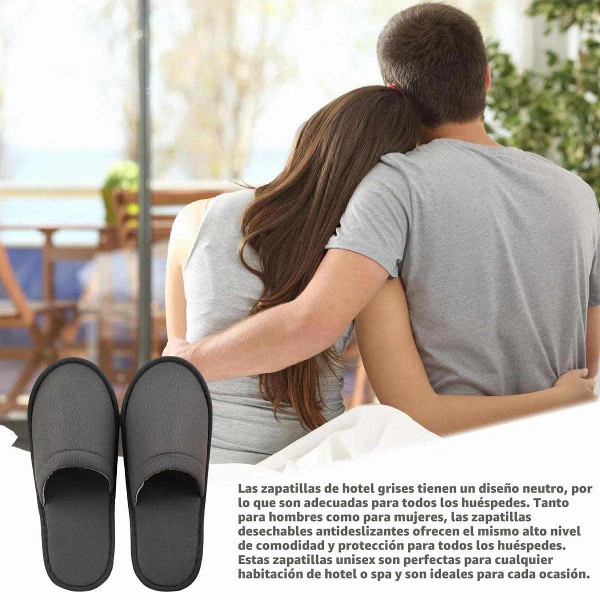 15 pares de zapatillas de hotel gris: zapatillas antideslizantes desechables, cómodas y transpirables, juego de zapatillas de casa de invitados, zapatillas de rizo unisex, para huéspedes de