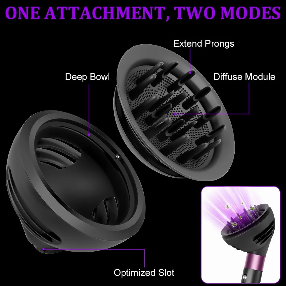 Difusor Pelo Rizado para Dyson Airwrap HS01 HS05 HS08, Difusor Airwrap para Dyson Airwrap, convertible para Dyson Airwrap Styler en Secador de Pelo, para Pelo Rizado U Ondulado, Negro