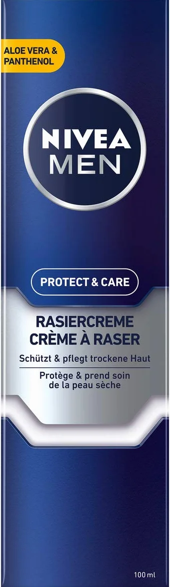 Nivea Men - Crema de afeitar Protect & Care en caja de 1 unidad (1 x 100 ml), con espuma cremosa para un afeitado suave, crema de afeitado suave para hombre