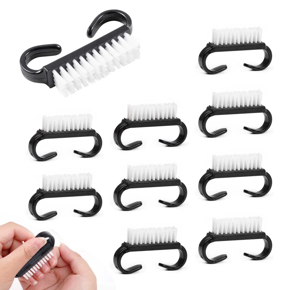 10 Piezas Cepillos de Uñas de Plástico Nail Art Dust Removedor Nail Brush Cepillo de Plástico con Mango Herramientas de Manicura Cepillo de Limpieza para Uñas Manos Pies Manualidades y Grietas