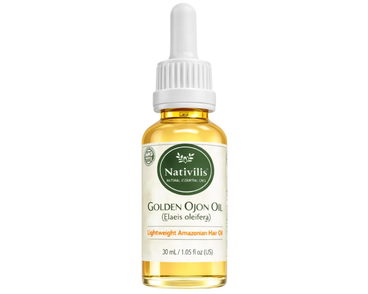 Nativilis Ojon Caiaue Golden Oil - Potenciador natural de la piel del cabello Rainforest Virgin Oil - Revitaliza los folículos dañados Cabello - Copaiba