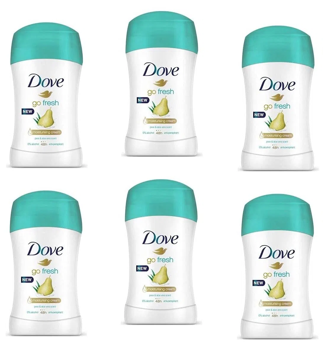 Dove Go Fresh Lote de 6 desodorantes roll-on, pera y aloe, 30 ml, 48 h, antitranspirantes