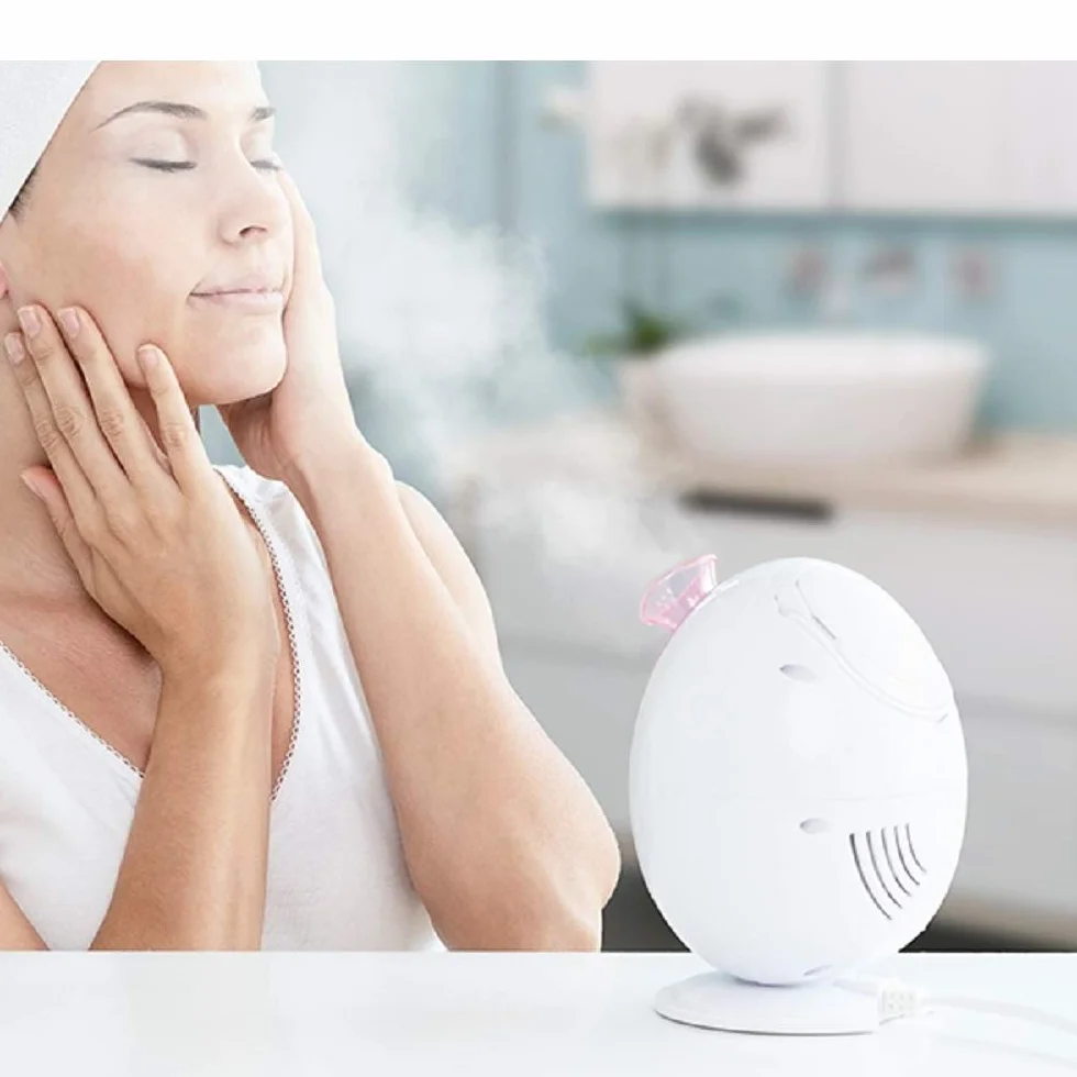 InnovaGoods Moispa Sauna Facial Eléctrica - Nano-vaporizador, Hidratación Profunda, Limpieza Intensiva, 90ml, 40ºC, Apagado Automático, Blanco Rosa, ABS