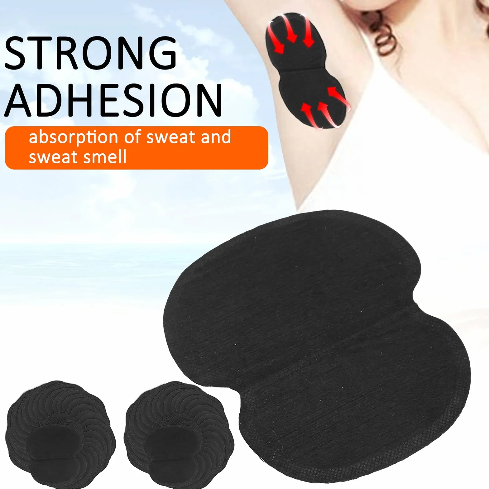 60 uds. Almohadillas para el Sudor de las Axilas, Ropa de Vestir de Tela No Tejida, Almohadillas para el Sudor de las Axilas, Almohadillas Negras para el Sudor para Mujeres,