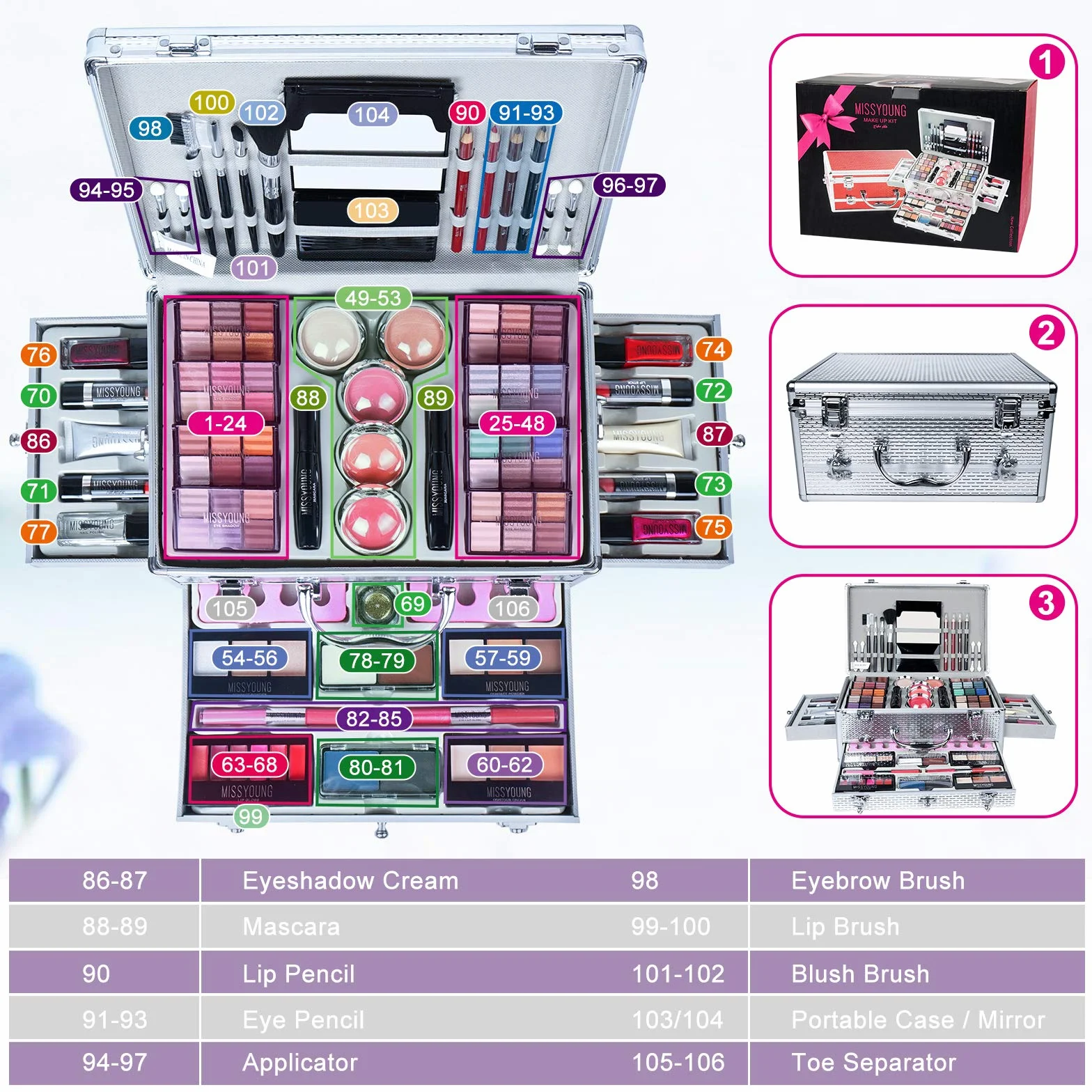 Juego de Maquillaje Set Estuche de Maquillaje Paleta Kit Completo Caja con Sombras de ojos, Rubor, Brillo labios - Belleza Profesional Cosmético de Caja Belleza Juego de Regalos #3