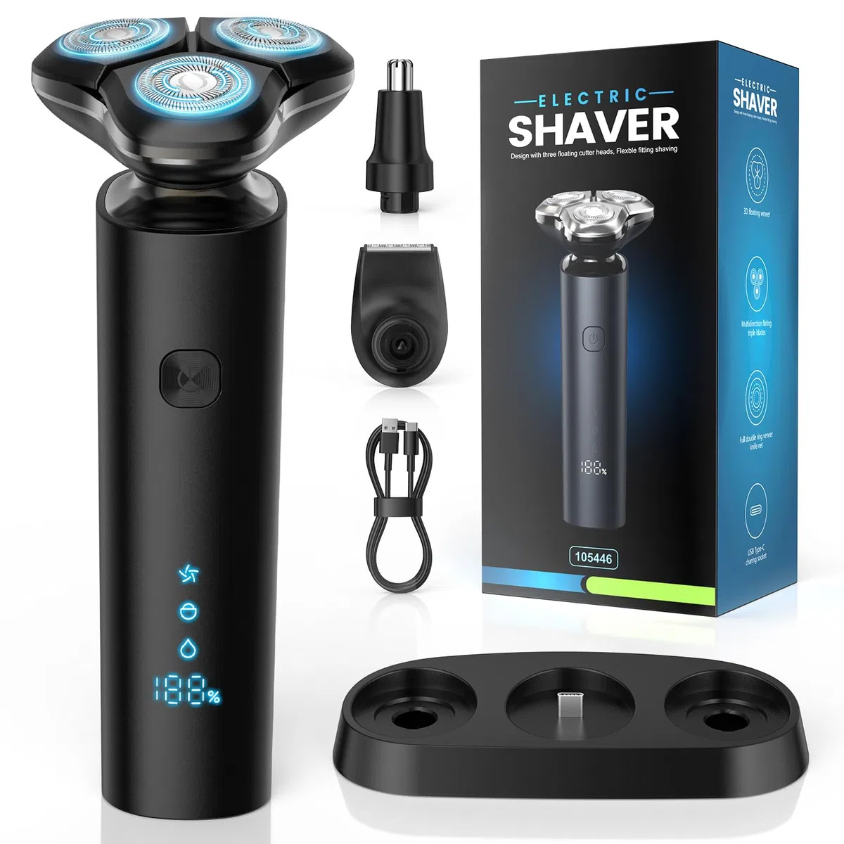 Afeitadora Eléctrica Hombre, 3D Afeitadora Eléctrica Hombre, Máquina de Afeitar Barba