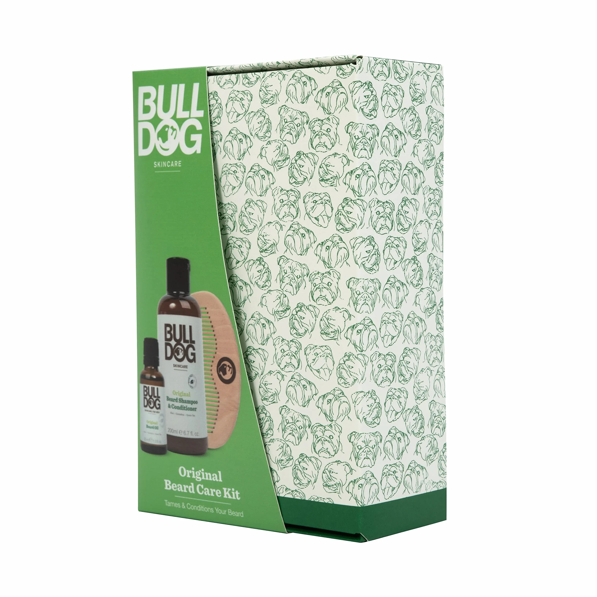 BULLDOG Bulldog Skincare - Kit original para el cuidado de la barba, set de regalo para hombres, aroma original, (x1 champú y acondicionador para barba original de 200 ml, x1 aceite para barba