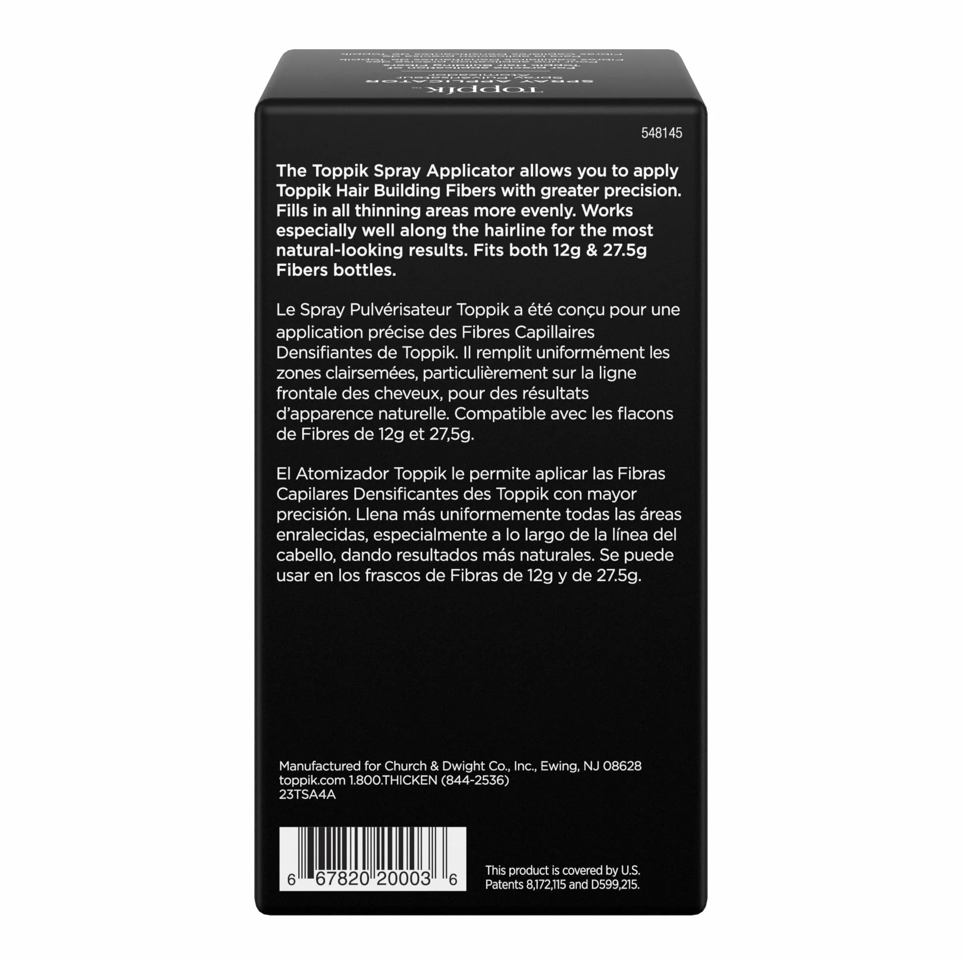 TOPPIK Spray Aplicador, Aplicación Precisa de las Fibras sobre las Zonas con menos Cabello para Crear más Densidad en el Cabello