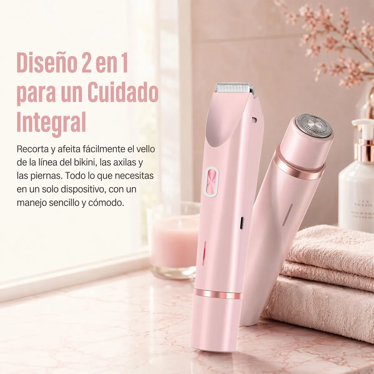 Maquinilla 2 En 1 Para Bikini Ycuerpo Razerly, depiladora razerly maquinilla mujer, Afeitadora eléctrica apta para zonas íntimas, axilas, piernas y piel sensible (1 PC)