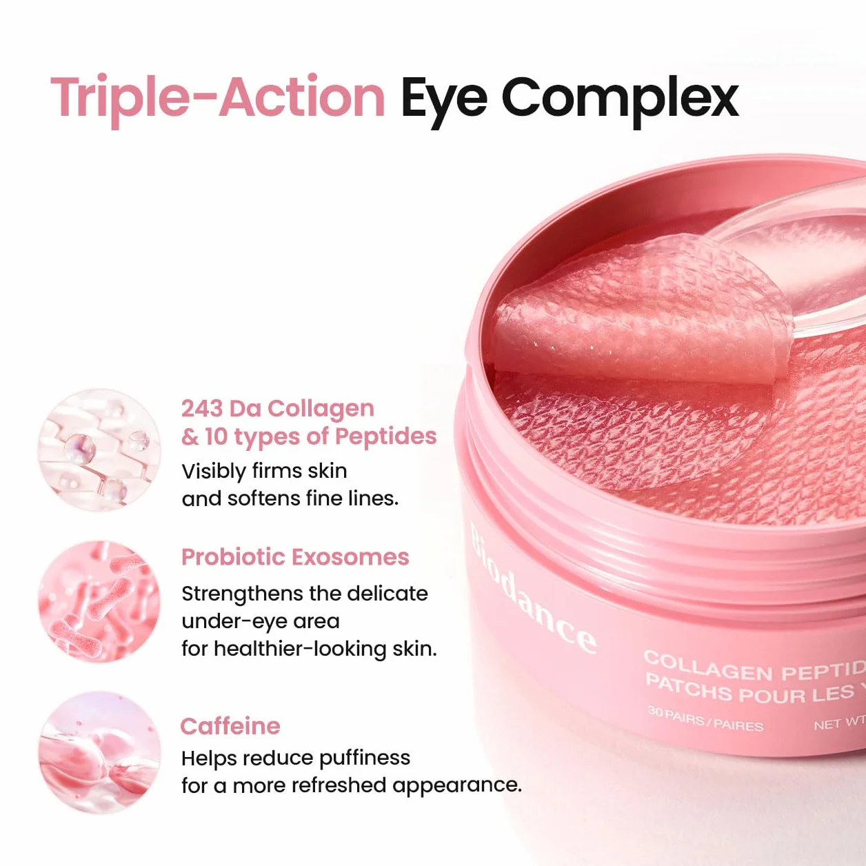 BIODANCE Parches de Ojos con Péptidos de Colágeno, Antiarrugas para Líneas de Expresión y Bolsas, Contorno de Ojos, Cuidado de la Piel Coreano (60 uds)
