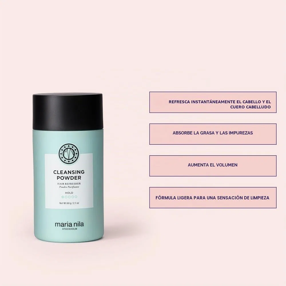 Maria Nila Cleansing Powder, Refresca el cabello y el cuero cabelludo, absorbe grasas, aceites y residuos de productos, 100% vegano y sin sulfatos ni parabenos