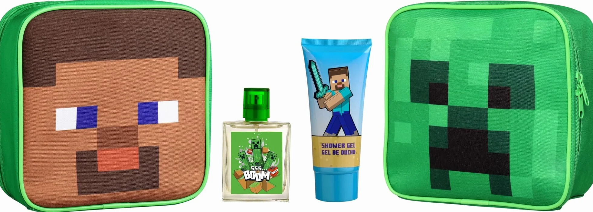 Minecraft Neceser EDT 50 ml y Gel de Ducha 100 ml, El embalaje puede variar