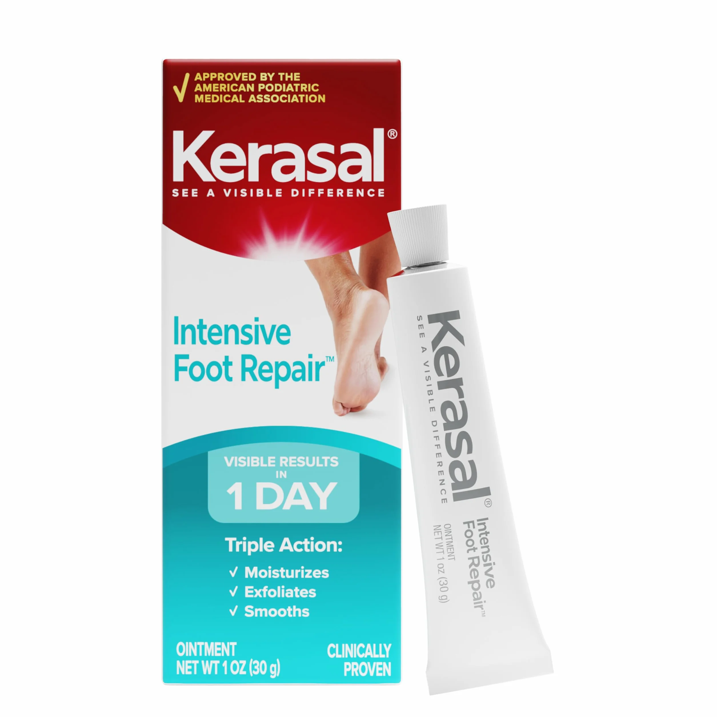 Kerasal 29974 Reparación de pie intensivo Exfoliante Hidratante de pies, 1 oz