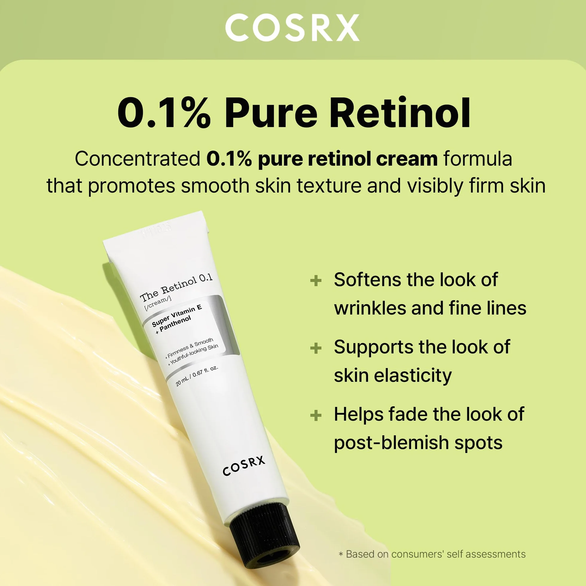 COSRX Retinol 0.1 Cream, Anti-aging Crème Visage Hydrant with 0.1% Retinoid Treatment for Face, Reduce Wrinkles, Fine Lines, and Signs of Aging, Gentle Skin Care for Day and Night…
