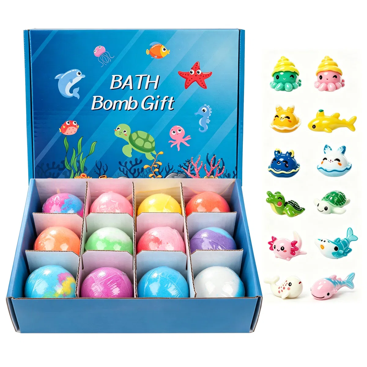 12 bombas de baño para niños con sorpresa, con sorpresa, aditivo de baño orgánico para niños, regalo para niños, regalo para cumpleaños, Pascua, niños y niñas