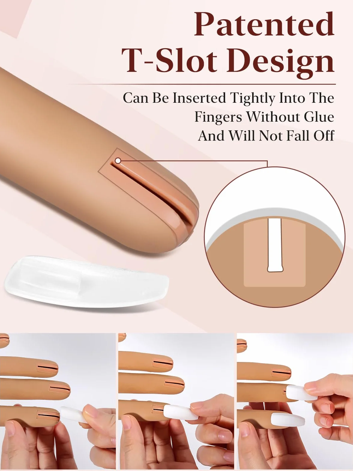 Mano para Practicar Uñas - Silicona Mano de Práctica con 200 Piezas de Uñas - Flexible Dedos para Practicar Uñas para Principiantes Salón Casa