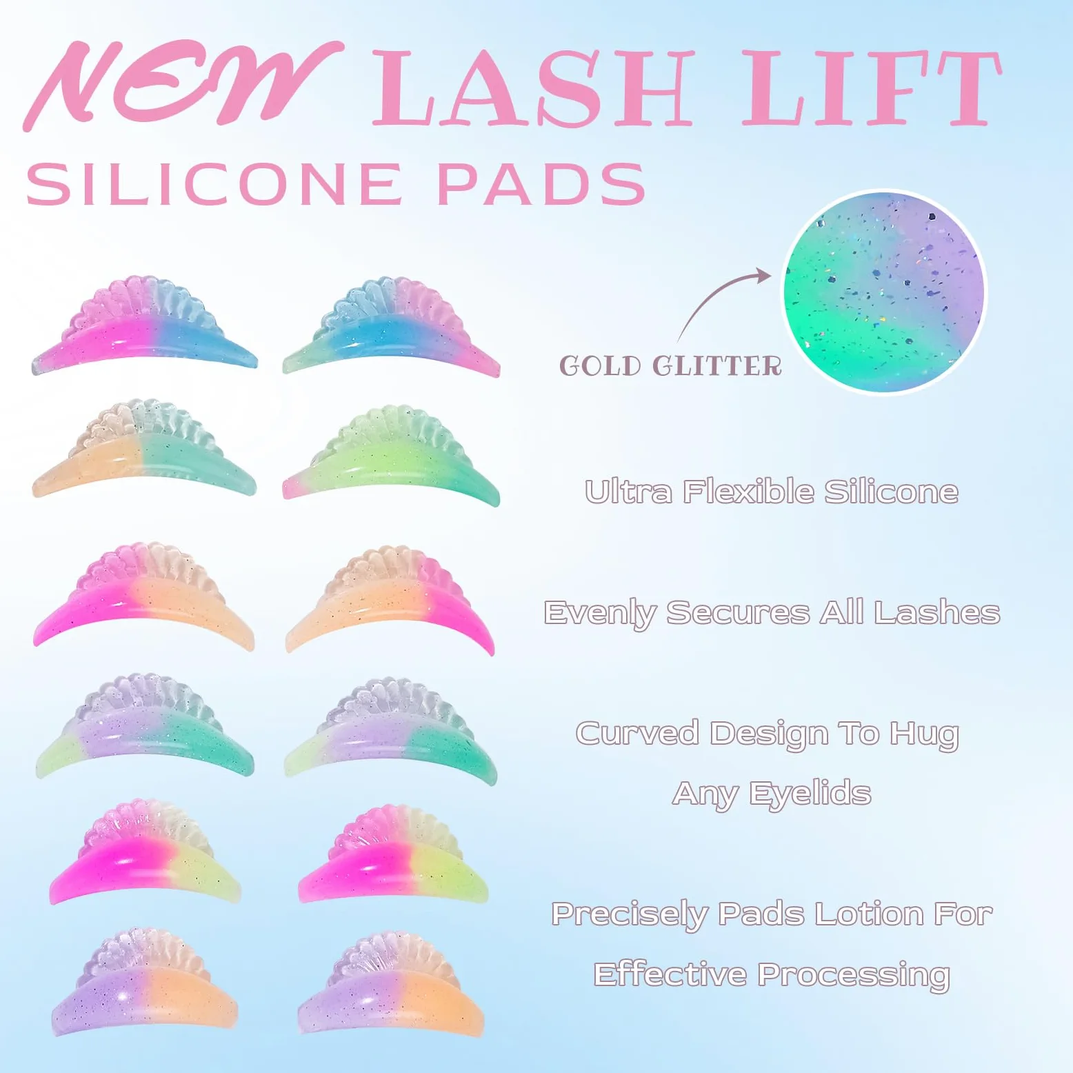 Lifting Pestañas Kit, Lash Lift Kit y Tinte Pestañas, Kit 2 en 1 de Lifting Pestañas para Salón en Casa, Diseño Tubular, 6 Almohadillas para Todas las Formas de Ojos