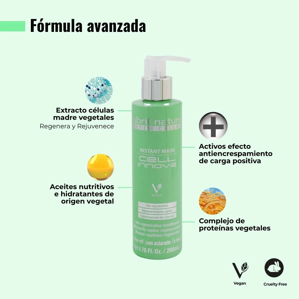 abril et nature - Cell Innove - Mascarilla Capilar Profesional - Para todo tipo de cabellos - Suaviza, Rejuvenece y Regenera - Recupera un pelo sano - Obtén un tacto sedoso y restaurado - 200 ml