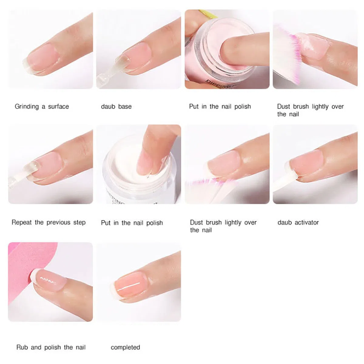 6 Colores Kit de Polvo de Inmersión de Uñas, con Cepillo para Polvo, para Arte de Uñas Francesa Manicura DIY Salon Kit, Regalo para Niñas y Mujeres, #011