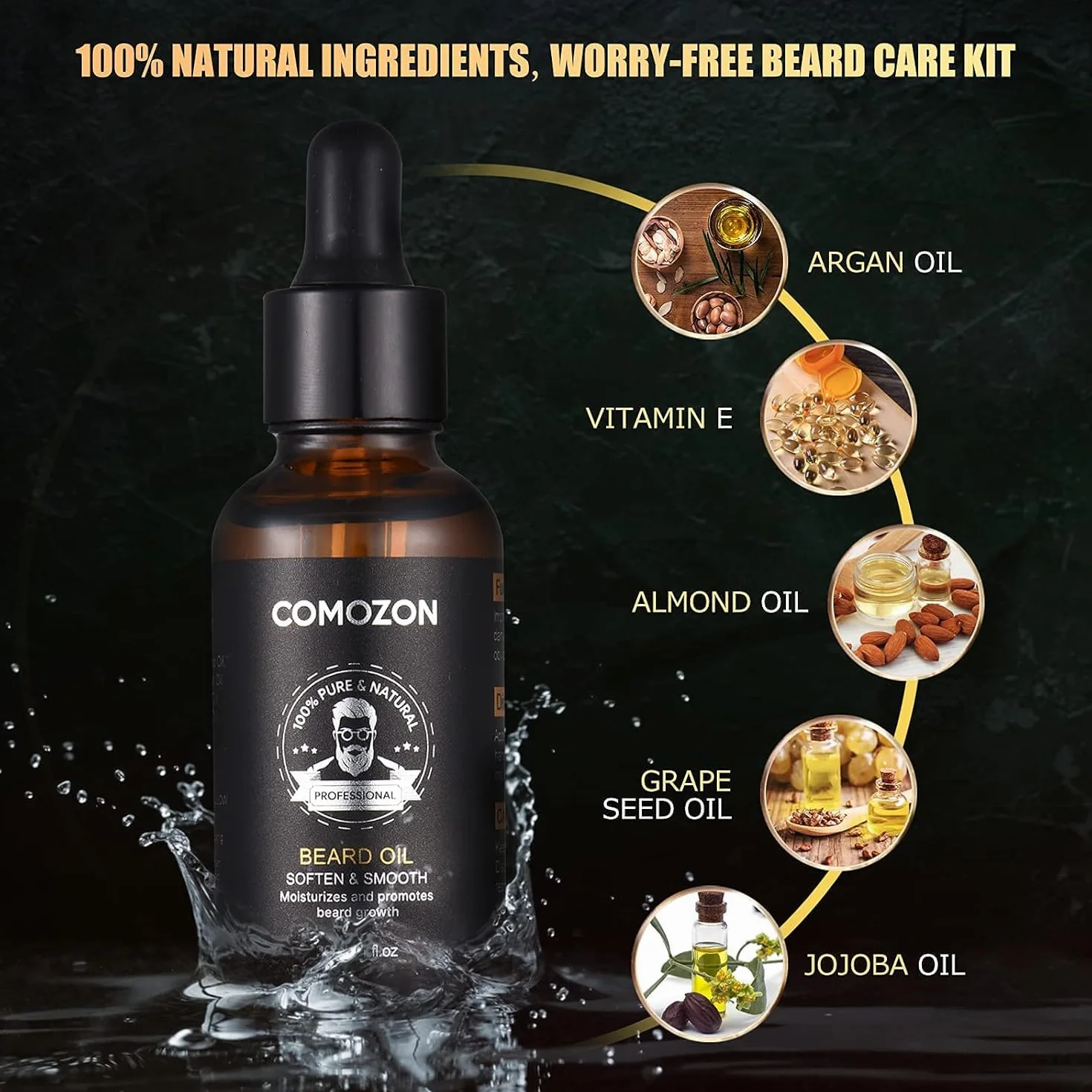 Kit Cuidado Barba Hombre 12 en 1 - Champú, Acondicionador, Aceite, Bálsamo, Rodillo, Afeitadora, Cepillo, Peine, Tijeras - Regalo Original para Hombres/Papá - Incluye Bolsa y Cesta