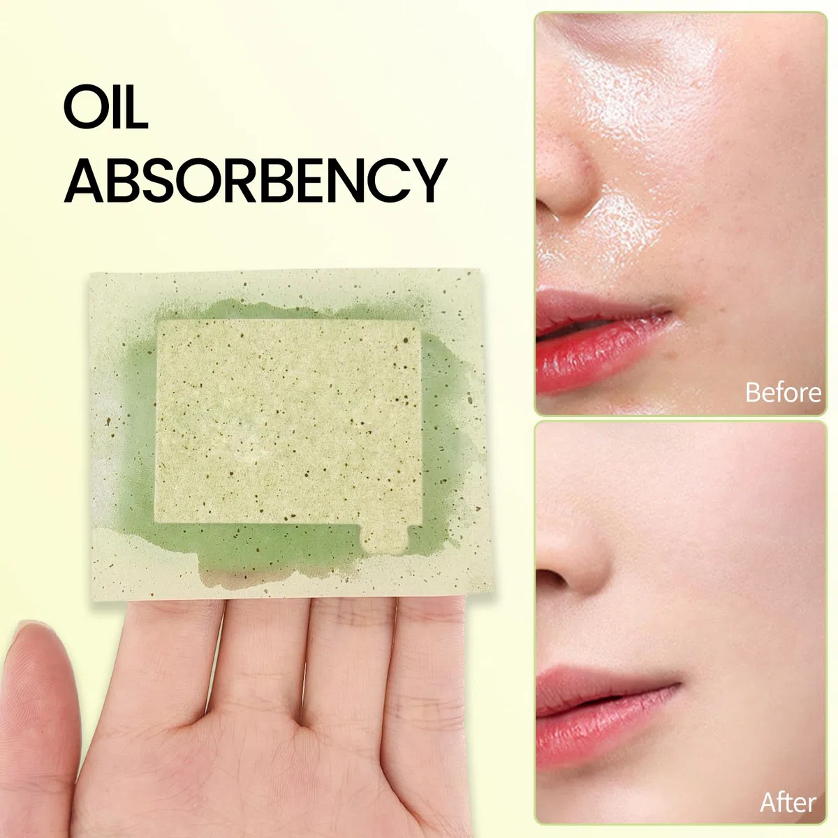 Erinde Hojas secantes de aceite con espejo y soplo, 300 hojas de papel absorbente de aceite facial para piel grasa, aptas para maquillaje