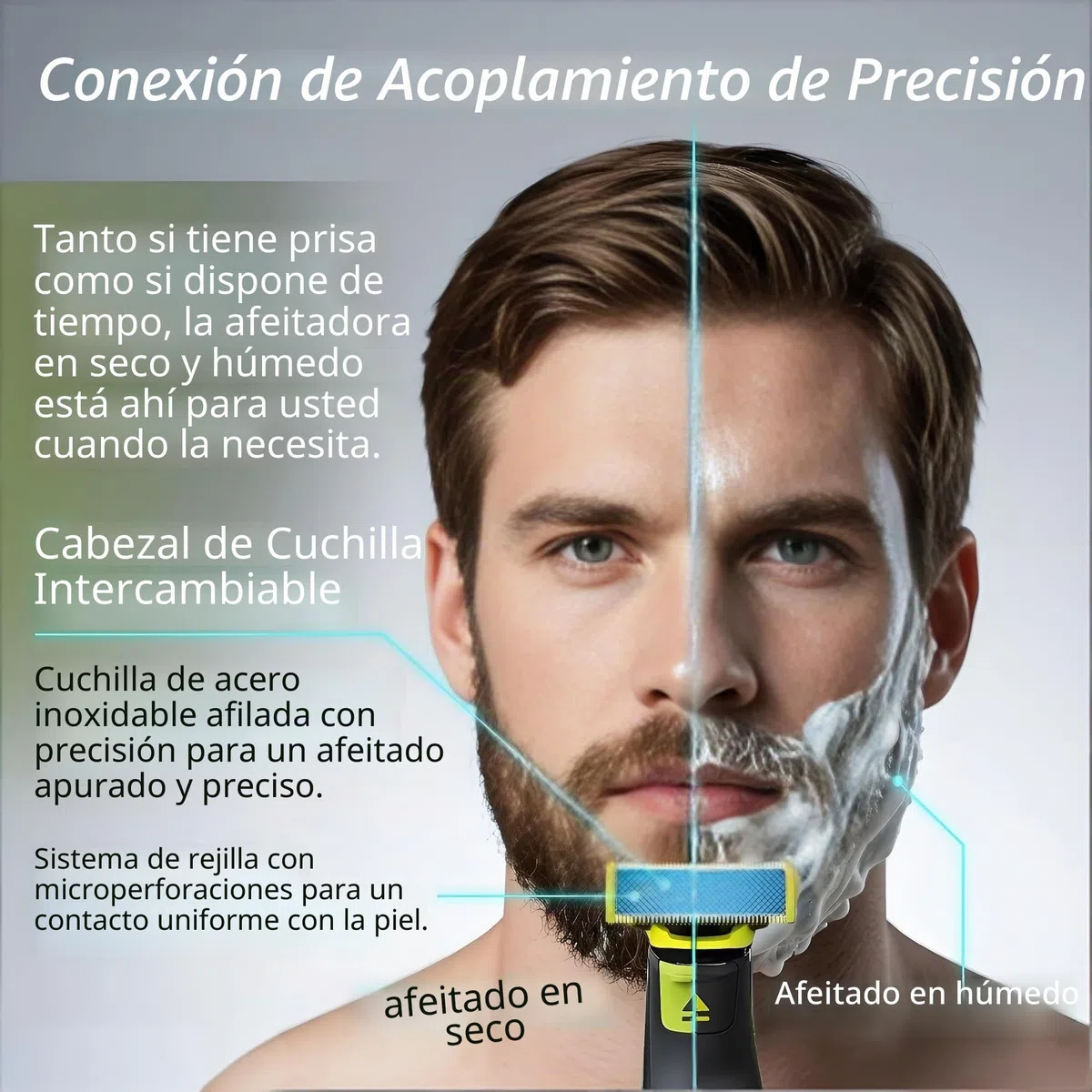 Juego de 2/3/4/6 cuchillas de repuesto de acero inoxidable compatibles con todos los modelos OneBlade - Cuchillas antifricción (4)