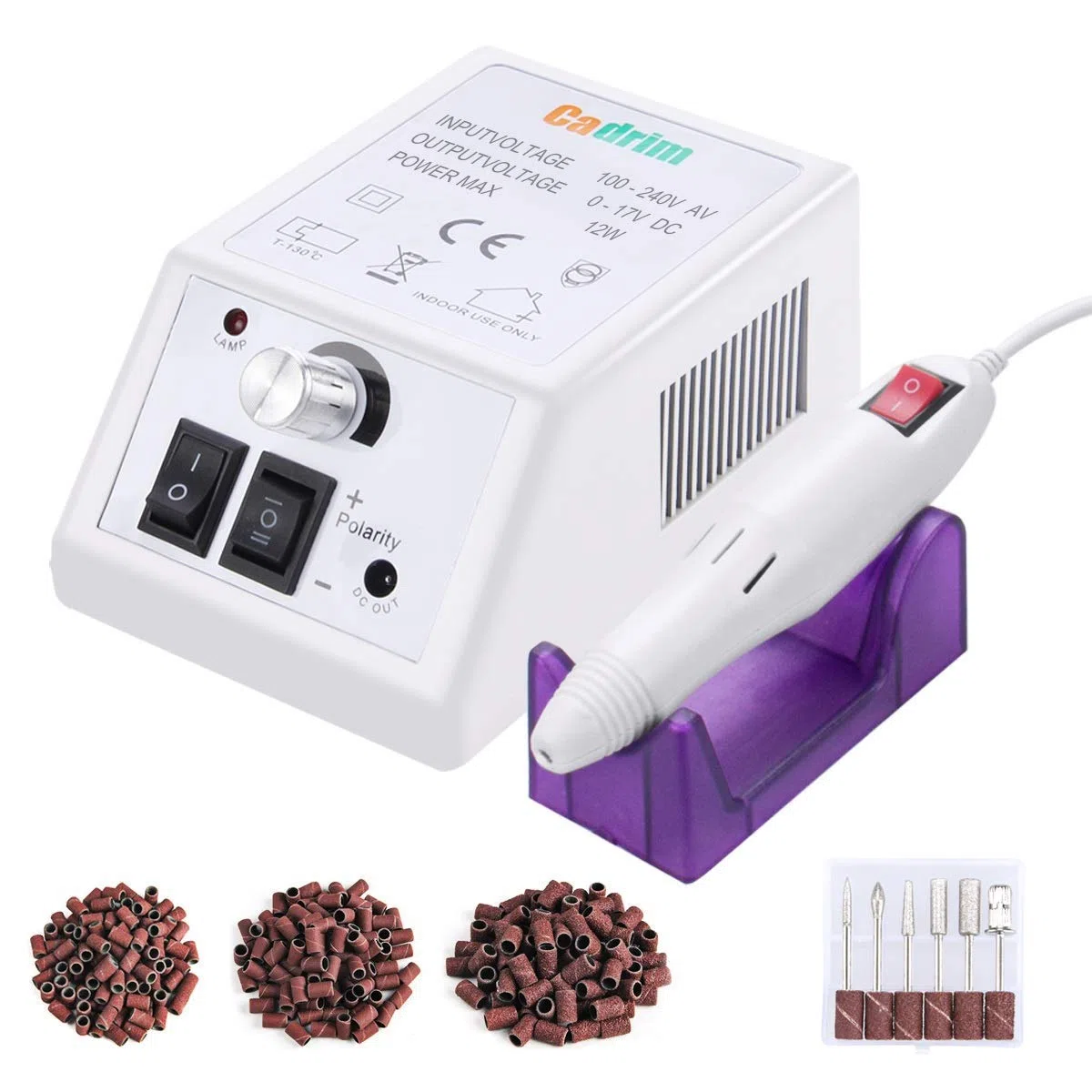 Cadrim Torno para Uñas Profesional para Manicura y Pedicura Eléctrica del Taladro del Clavo, Manicura Herramienta 20,000rmp