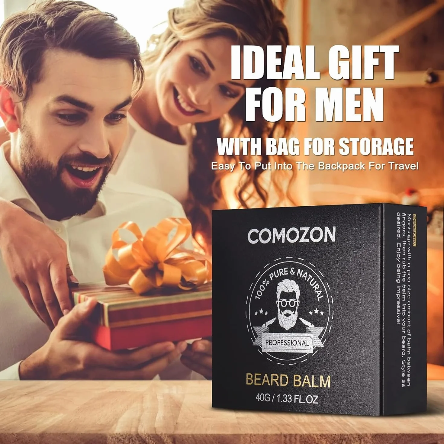 Kit Cuidado Barba Hombre 12 en 1 - Champú, Acondicionador, Aceite, Bálsamo, Rodillo, Afeitadora, Cepillo, Peine, Tijeras - Regalo Original para Hombres/Papá - Incluye Bolsa y Cesta