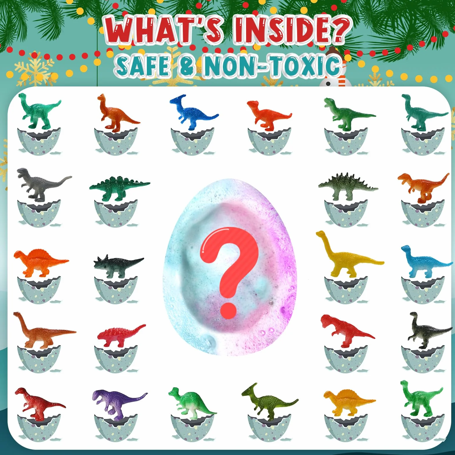Qivatex Bombas de baño para niños con juguetes de dinosaurio en el interior, paquete de 9 bombas de baño de dinosaurio orgánico, juego de regalo de baño de burbujas