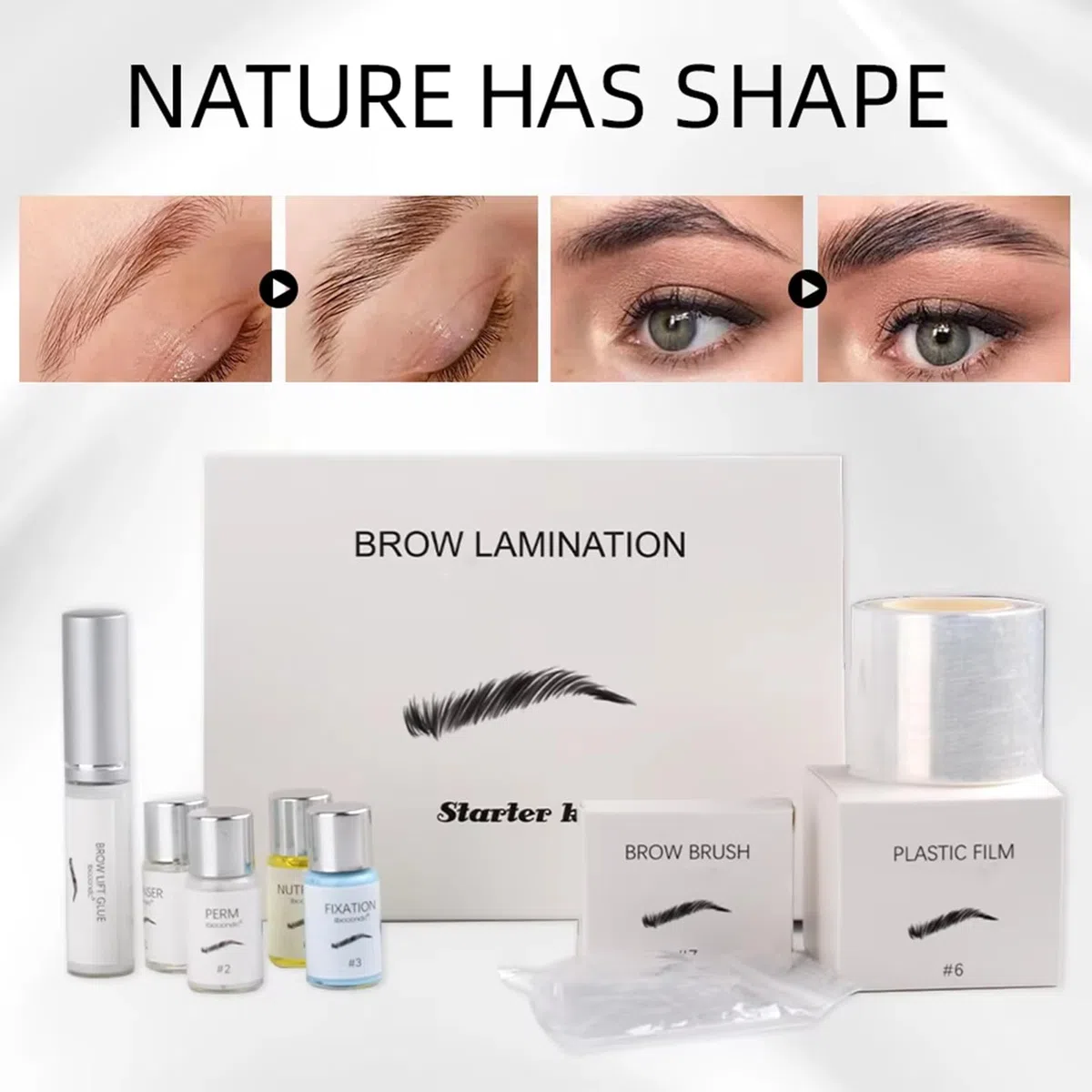 Kit Laminado de Cejas, Brow Lamination Kit Dura 6-8 Semanas, 15 Usos, Cejas Laminadas seguras y efectivas, Semipermanente Adecuado para Salón