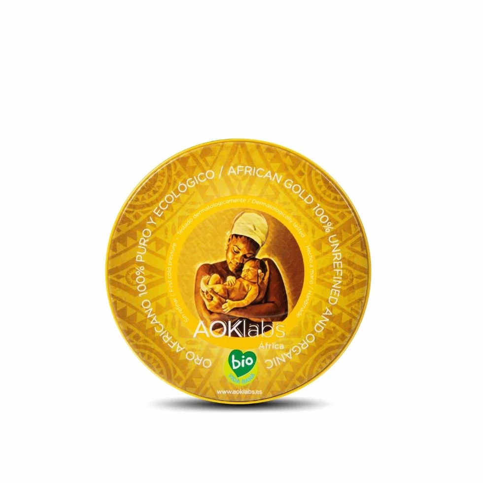 AOKlabs - Oro Africano | SIN REFINAR, PURO, ECOLÓGICO | Manteca de Karité 100% Natural | HIDRATANTE Y REGENERATIVO | Cuidado Integral Piel | CARA CUERPO Y CABELLO | (200 ml)