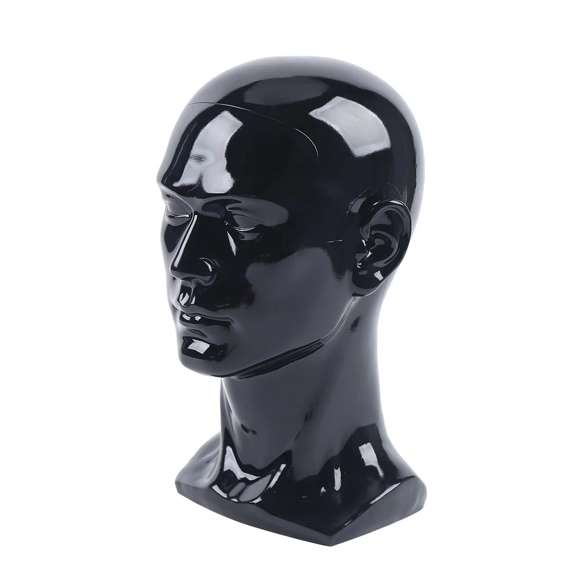 Cabeza masculina de PVC para peluca, cabeza decorativa, maniquí, sombreros y gafas, 50 x 30 cm, negro claro
