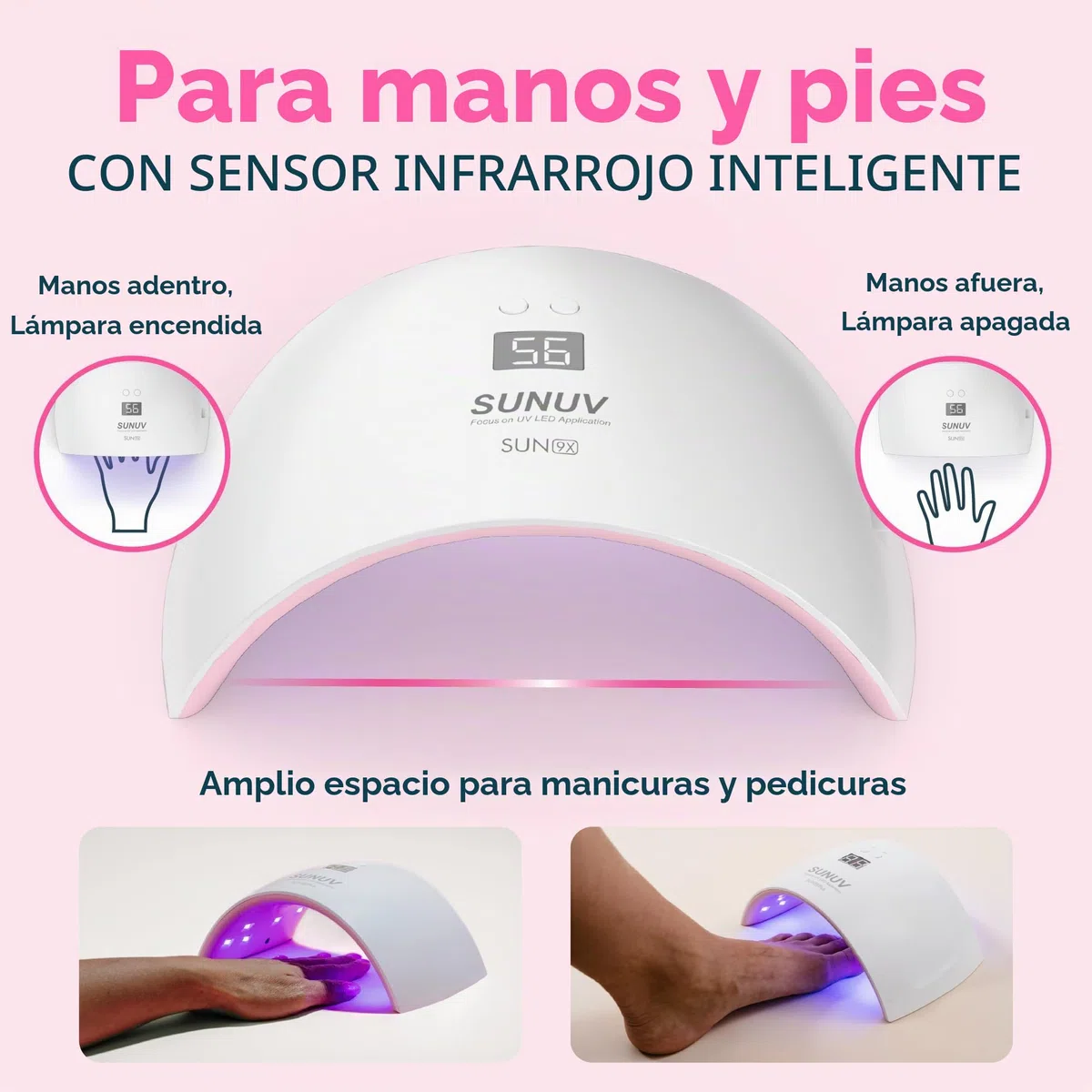 Secador de uñas LED UV SUNUV, lámpara de para uñas de gel, lámpara UV LED de uñas de 30s/60s, temporizador de infrarrojos, para manicura y pedicura, para manicura y salón de belleza
