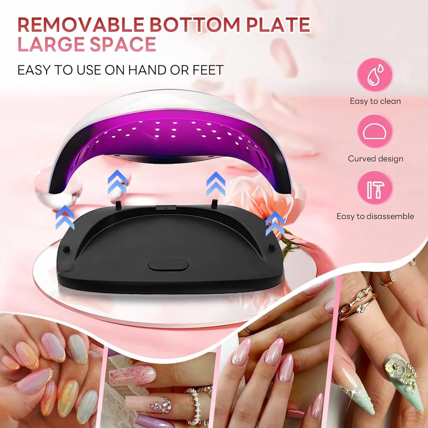 Lámpara de uñas LED UV de 280 W, secador de uñas para esmalte de gel, con 66 perlas de lámpara y sensor automático, 4 temporizadores, herramientas profesionales para decoración de uñas