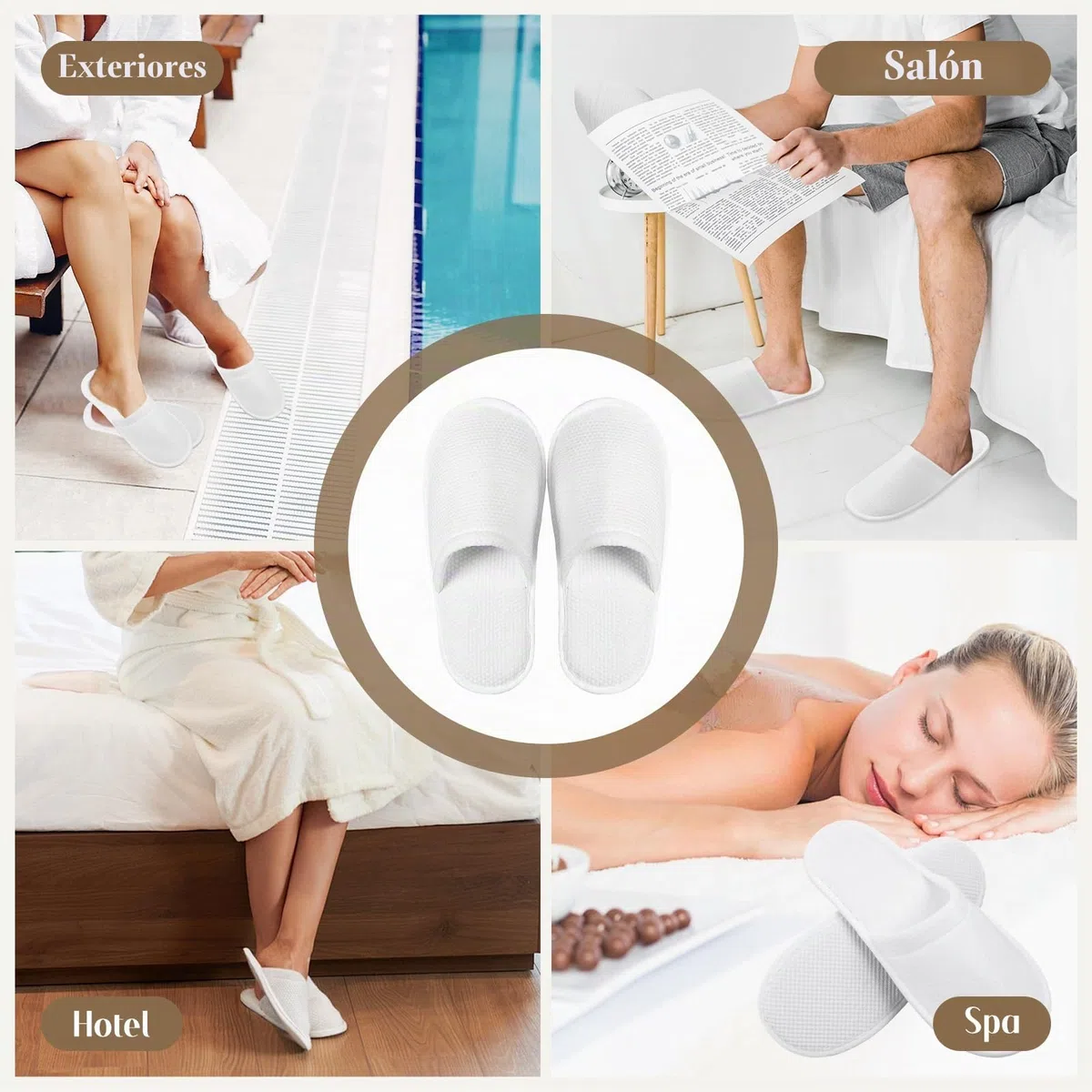 10 pares de pantuflas de hotel blancas para mujer y hombre, pantuflas desechables antideslizantes, pantuflas desechables, pantuflas para invitados, dedos cerrados, pantuflas de felpa unisex